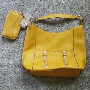 💛 Large yellow bag with a small matching clutch